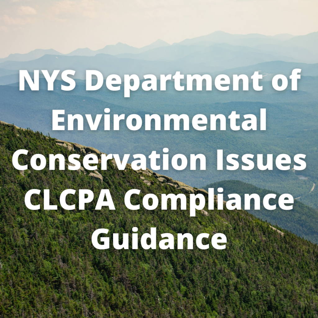 NYS Department of Environmental Conservation Issues CLCPA Compliance Guidance